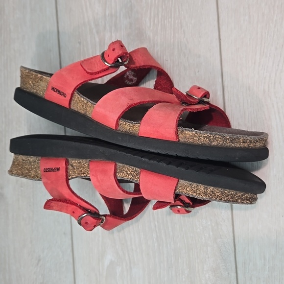 Mephisto Women's Red Leather Strappy Platform  Sandals Shoes Sz 38/8 - Picture 10 of 13